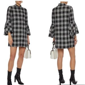 Alice+Olivia ruffled checked twill shirt dress